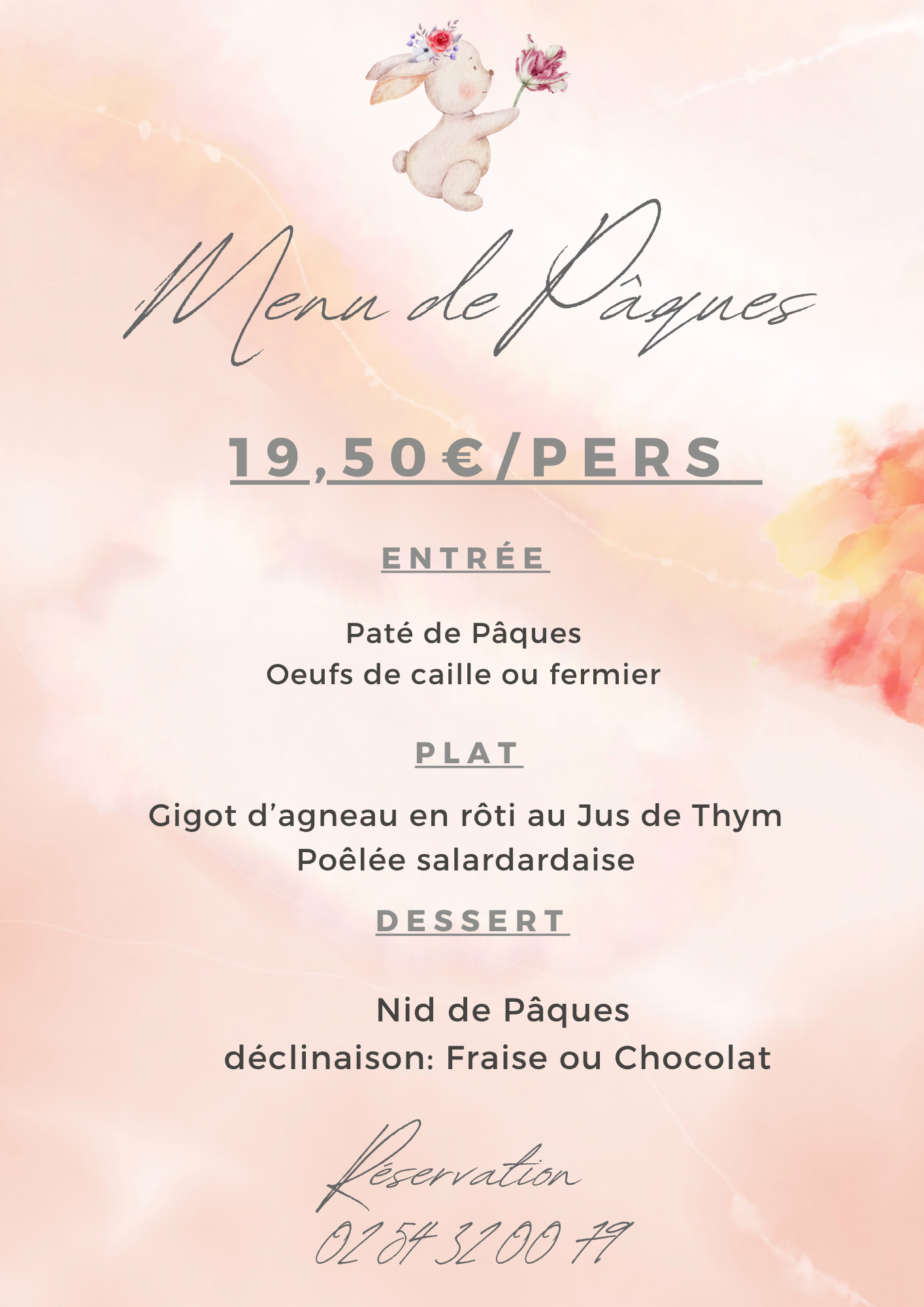Menu de Pâques 2026